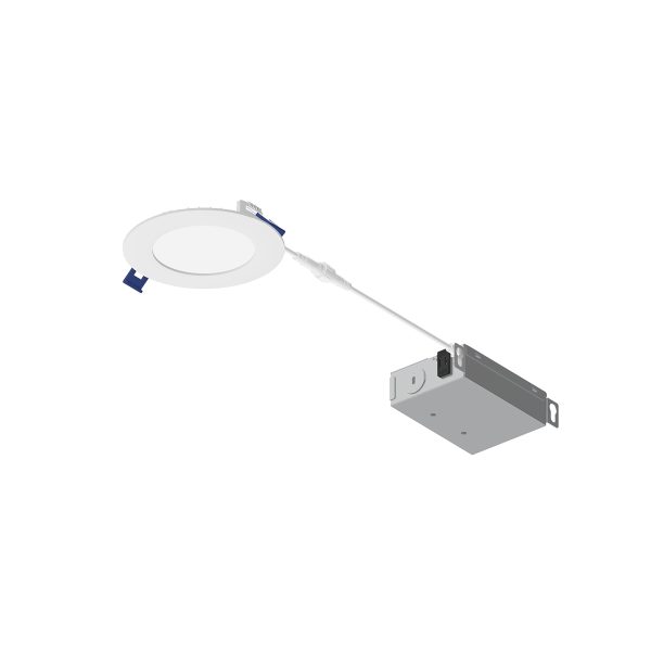 Nora Lighting NFLAT-R4TWMPW - 4" LED Downlight with Selectable CCT, 700lm / 10W, Matte Powder White Finish