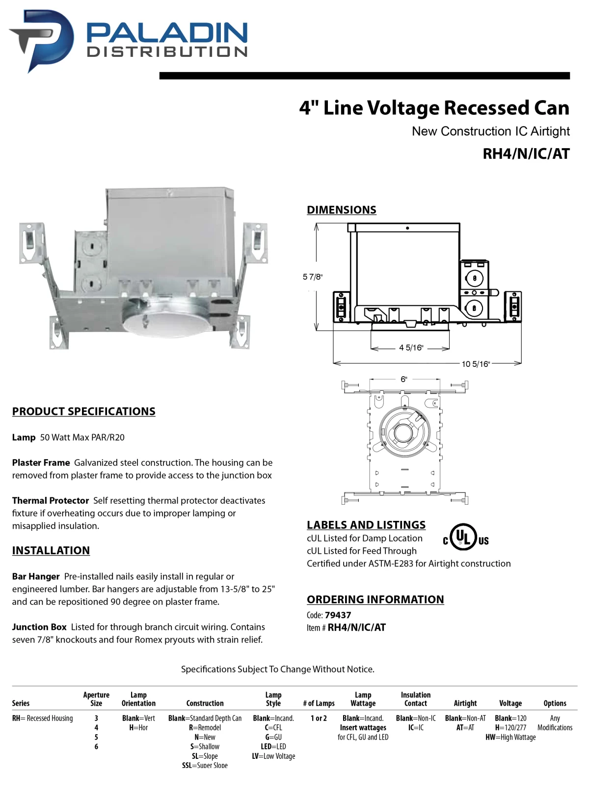 Topaz 79437 RH4/N/IC/AT-28 - 4" New Construction Can Light Housing IC Rated Air-Tight - E26 Edison Base UL Listed - Image 5
